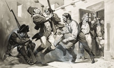 William Scoresby flygter fra spansk fængsel (gouache på papir) af James Edwin McConnell