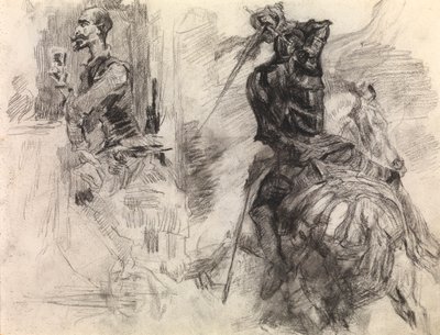 Don Quijote (kridt og sort kridt på papir) af James Ensor