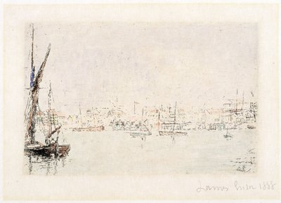 Udsigt over havnen i Oostende af James Ensor