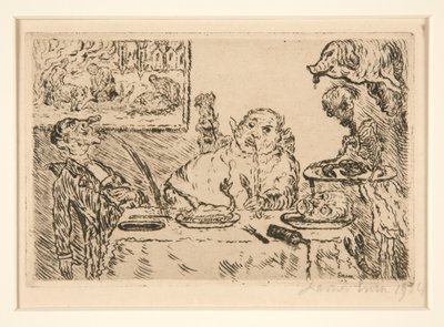 La gourmandise (Gluttony), fra porteføljen Les p?ch?s capitaux (Dødssynderne) af James Ensor
