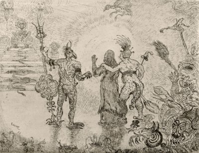 Dzitts og Hihanox djævle fører Kristus til helvede - Dzitts dæmoner i Hihanox fører Kristus til helvede af James Sidney Ensor