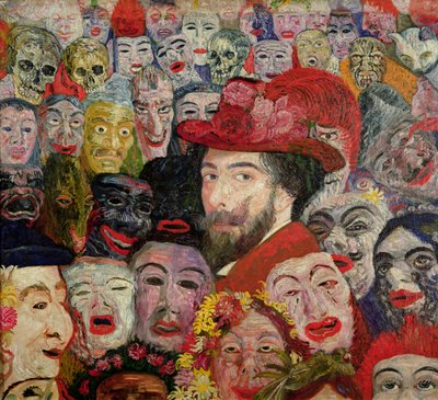 Mit portræt omgivet af masker af James Ensor