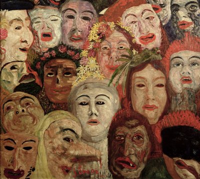 Mit portræt omgivet af masker af James Ensor