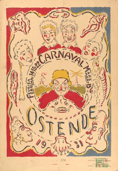 Plakat für den Karneval in Ostende af James Ensor