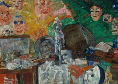 Stilleben i atelieret eller Attributes of the Arts af James Ensor