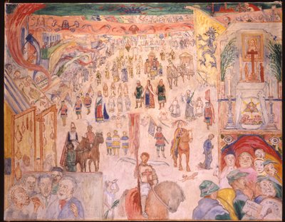 Processionen af Saint Godelieve af Ghistelles; La Procession de Sainte Godelieve a Ghistelles af James Ensor