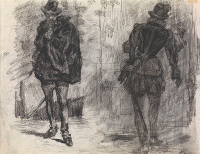 To spanske soldater, den ene set forfra, den anden set bagfra af James Ensor