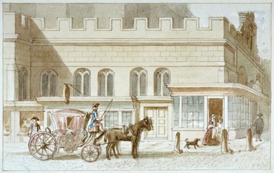 Butiksfronter ved St Dunstan-in-the-West, Fleet Street, City of London, 1820 af James Findlay