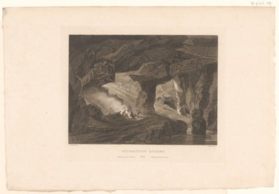 Udsigt over Gilmerton Quarry, nær Edinburgh Gilmerton Quarry (titel på objekt) af James Fittler