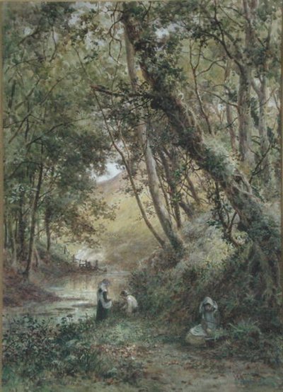Ved åen (akvarel på papir) af James George Bingley