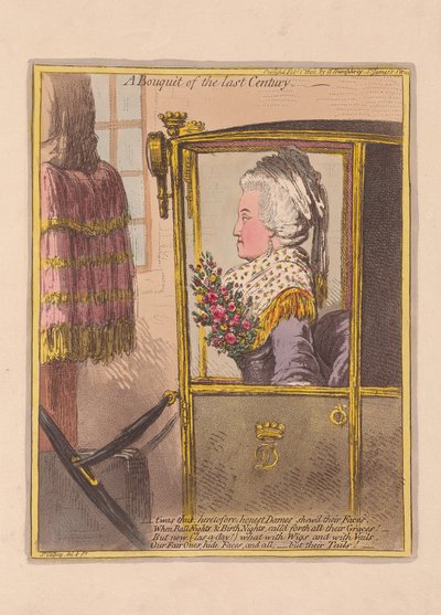 A Bouquet of the Last Century, pub. 1802 (håndfarvet gravering) af James Gillray