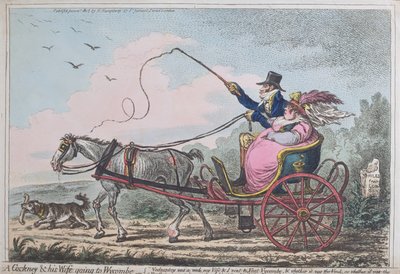 A Cockney and his Wife going to Wycombe, udgivet af Hannah Humphrey i 1805 (håndfarvet radering med akvatint) af James Gillray