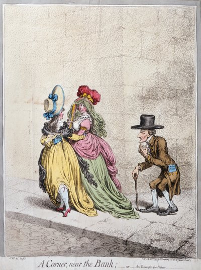 A Corner near the Bank, or An Example for Fathers, udgivet af Hannah Humphrey af James Gillray
