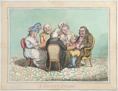 A Decent Story, udgivet af Hannah Humphrey i 1795 (håndkoloreret radering) af James Gillray