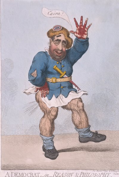 A Democrat, or Reason  Philosophy, udgivet af Hannah Humphrey i 1793 (håndkoloreret radering) af James Gillray