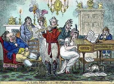 "A Little Music, or the Delights of Harmony", udgivet af Hannah Humphrey. af James Gillray