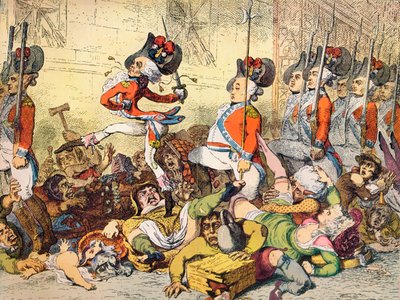 En Marts til Banken, 1787 af James Gillray
