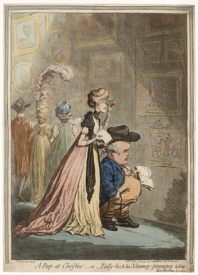 Et kig på Christies; eller Tally-ho, amp; His Nimeney-Pimmeney Taking the Morning Lounge af James Gillray