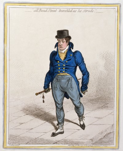 All Bond Street Trembled as he Strode, udgivet af Hannah Humphrey, 1802 (ætsning og gravering) af James Gillray