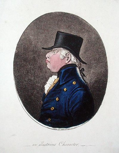 An Illustrious Character, udgivet af Hannah Humphrey i 1802 (håndfarvet radering) af James Gillray