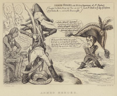 Væbnede helte: Den britiske premierminister Henry Addington konfronterer Napoleon og truslen om en fransk invasion, 1803 af James Gillray