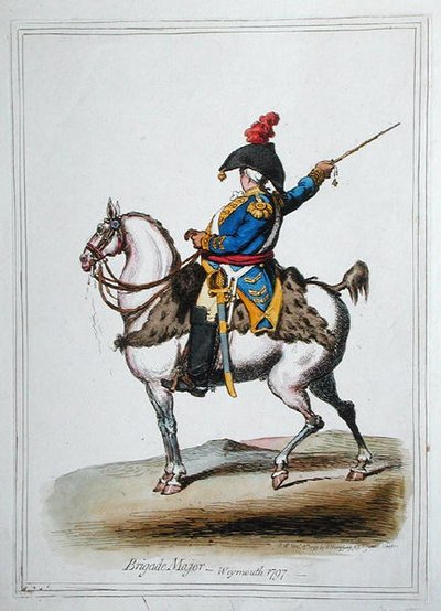 Brigade Major, udgivet af Hannah Humphrey i 1797 (håndfarvet radering) af James Gillray