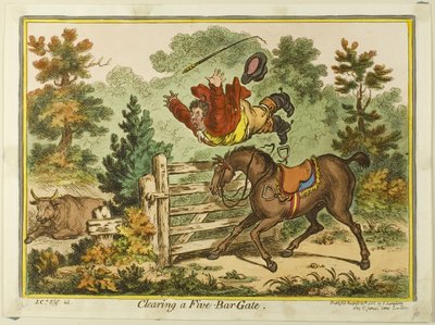 Rydning af en port med fem stænger af James Gillray