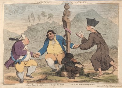 Koalitionsdans, pub. 1785 (håndfarvet gravering) af James Gillray
