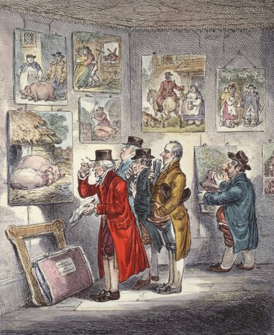 Kendere undersøger en samling af George Morlands malerier af James Gillray