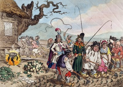 Konsekvenser af en succesfuld fransk invasion, eller Vi lærer de engelske republikanere at arbejde af James Gillray