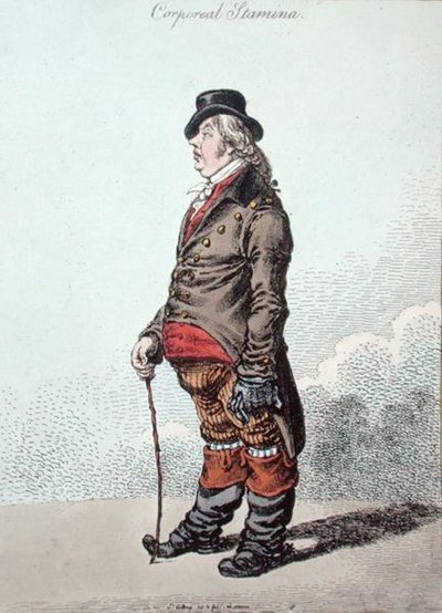 Corporale Stamina, udgivet af Hannah Humphrey i 1801 (håndfarvet radering) af James Gillray