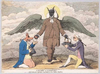 Crumbs of Comfort, eller gammel-ortodoks genskabelse af trøst til hans faldne børn, pub. 1782 (håndfarvet gravering) af James Gillray