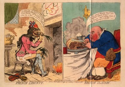 fransk frihed. Britisk slaveri, 1792 af James Gillray