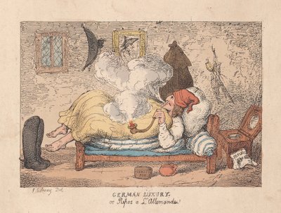 German Luxury eller Repos a LAllemande, pub. 1800 (håndfarvet gravering) af James Gillray
