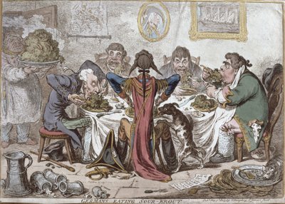 "Tyskere spiser surkål", udgivet af Hannah Humphrey af James Gillray