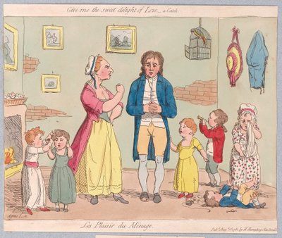 Giv mig the Sweet Delight of Love, a Catch, pub. 1781 (håndfarvet gravering) af James Gillray
