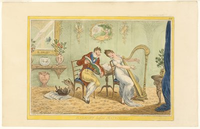 Harmoni før ægteskab (recto); Rydning af Five Bar Gate (verso) af James Gillray