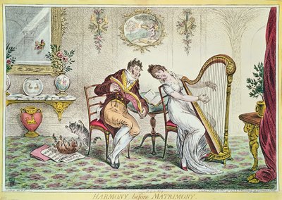 Harmony before Matrimony, 1805 (farvegravering) af James Gillray