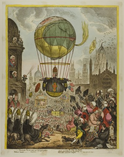 Han styrer sin flugt af James Gillray