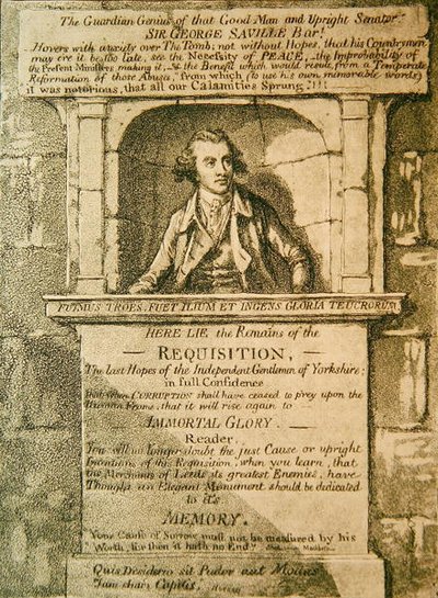 Her ligger Rester af Rekvisitionen af James Gillray