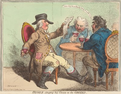 Homer synger sine vers for grækerne af James Gillray