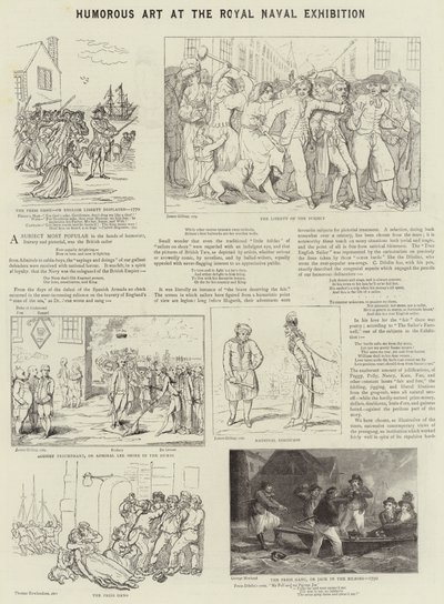 Humoristisk kunst på Royal Naval Exhibition af James Gillray