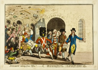 Integritet trækker sig tilbage fra embedet af James Gillray