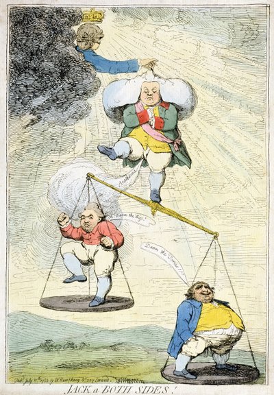 Jack a Both Sides, udgivet af William Humphrey i 1783 (håndfarvet radering) af James Gillray