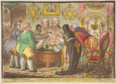 Lenfant Trouvé:-et eksempel på romersk velgørenhed!-eller-ulykken ved ikke at blive født med..., 19. maj 1808. af James Gillray