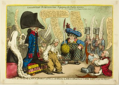 Liliput-erstatninger, udrustning til offentlig tjeneste af James Gillray
