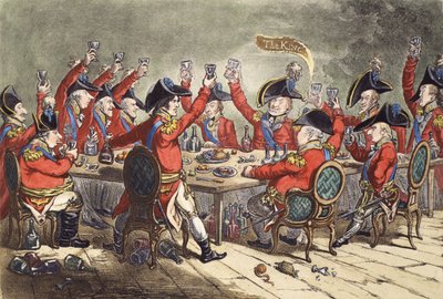 "Loyal Souls - or a Peep into the Mess Room at St. James", 1797 dani af James Gillray
