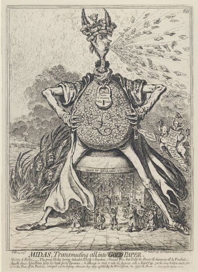 Midas, Transmuting all into Gold Paper, 1797 af James Gillray