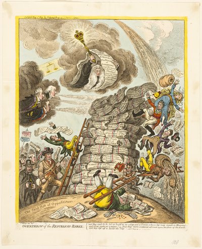 Omstyrtelse af Republikaner-Babel af James Gillray
