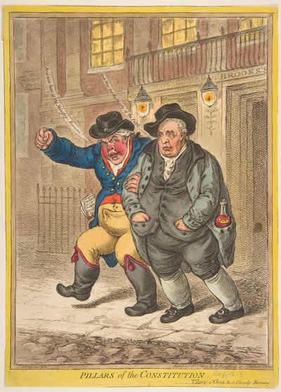 Grundlovens søjler, 1. februar 1809. af James Gillray